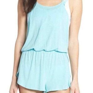 Something Navy Blue Sleeveless Romper‎ Elastic Waist Adjustable Straps Medium